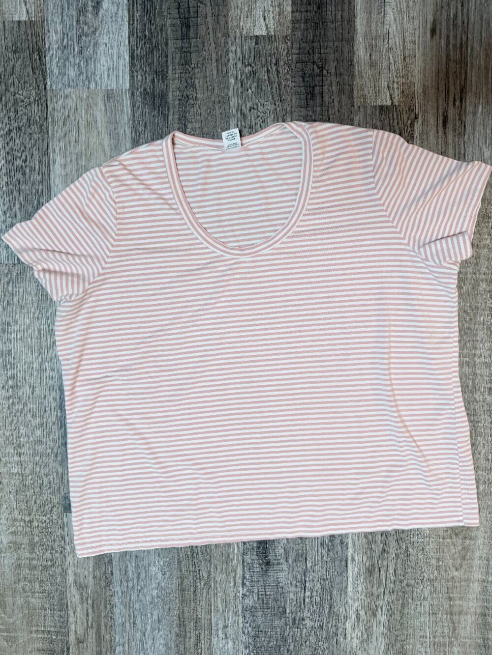Pink and white striped t-shirt from Nettle's Tale, size XL